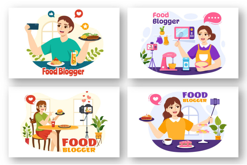 13-food-blogger-vector-illustration