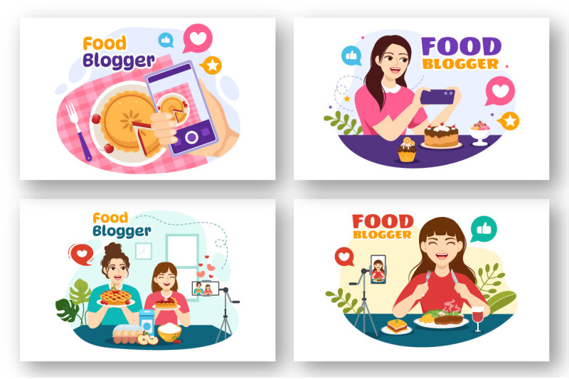 13-food-blogger-vector-illustration