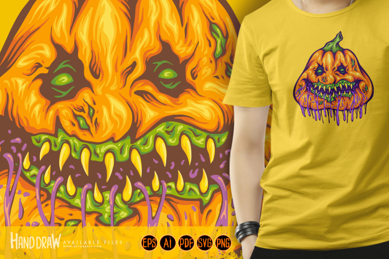 rotten-pumpkin-monster-head-gooey-halloween-creature-illustrations