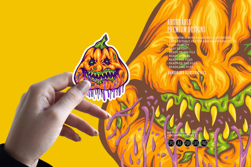 rotten-pumpkin-monster-head-gooey-halloween-creature-illustrations