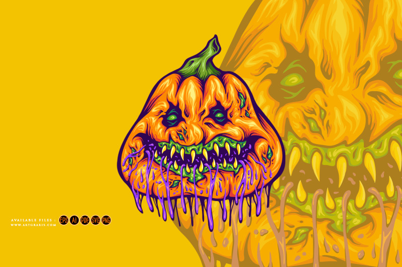 rotten-pumpkin-monster-head-gooey-halloween-creature-illustrations