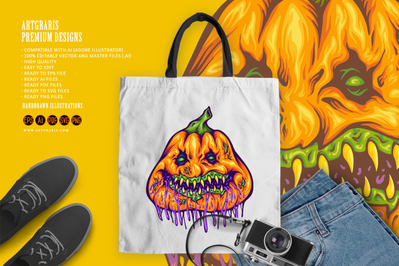 rotten-pumpkin-monster-head-gooey-halloween-creature-illustrations