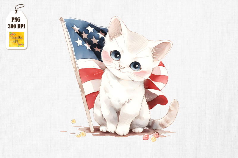 cute-cat-4th-of-july-watercolor-bundle
