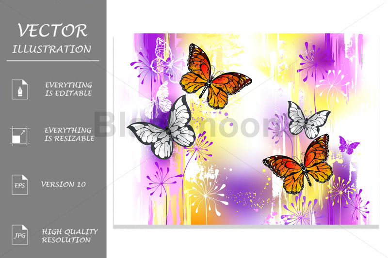 monarch-butterflies-on-painted-background