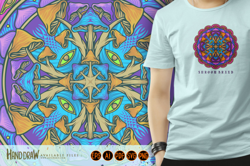 psychedelic-mandala-geometry-trippy-mushroom-illustrations