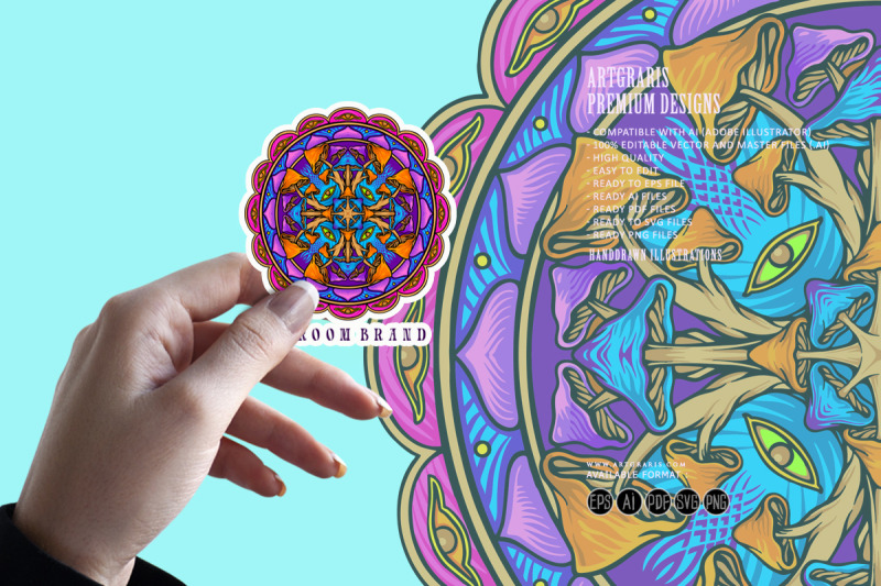 psychedelic-mandala-geometry-trippy-mushroom-illustrations