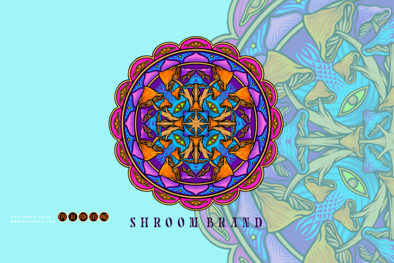 psychedelic-mandala-geometry-trippy-mushroom-illustrations