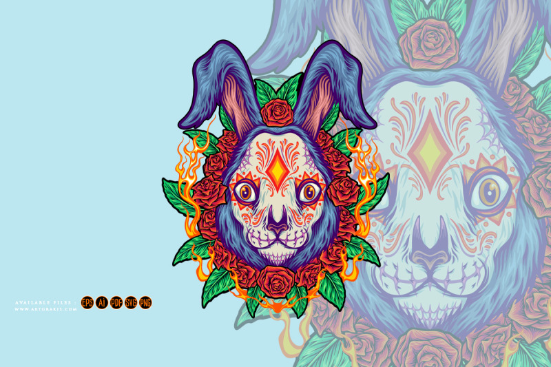 rabbit-head-santa-muerte-horror-animal-illustrations