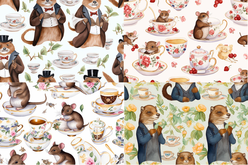 animals-tea-party-watercolor-collection