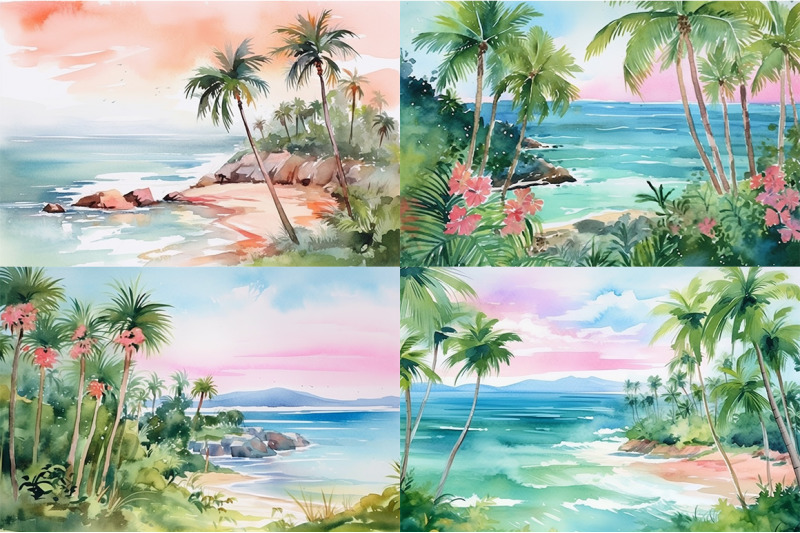 tropical-paradise-watercolor-collection