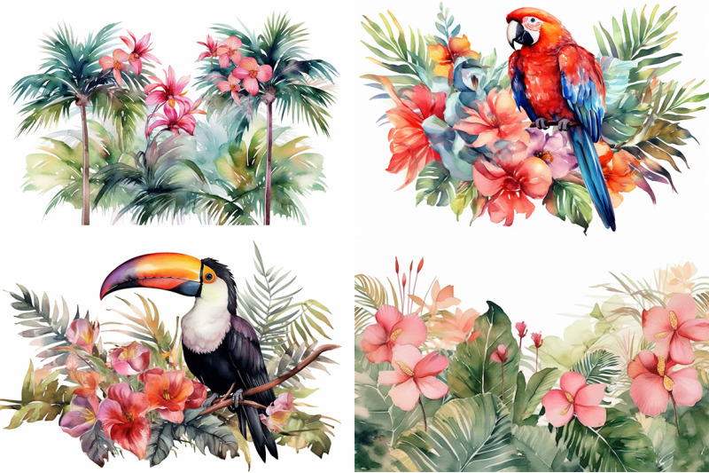 tropical-paradise-watercolor-collection