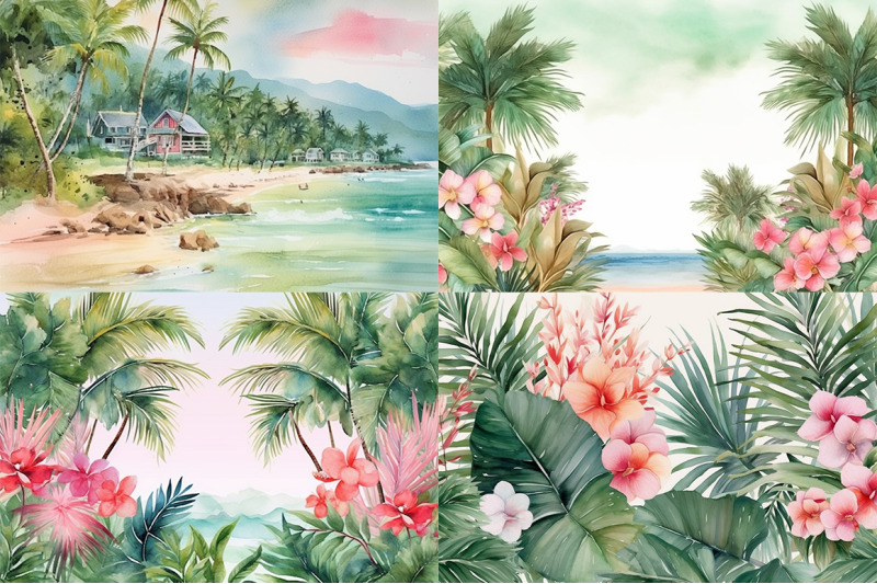 tropical-paradise-watercolor-collection