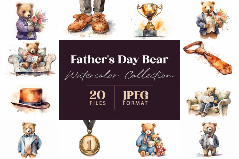 fathers-day-bear-watercolor-collection