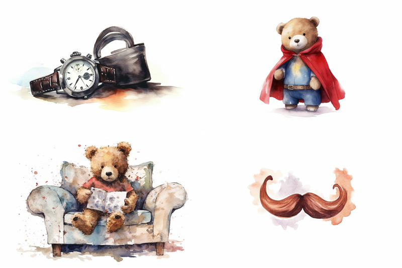 fathers-day-bear-watercolor-collection