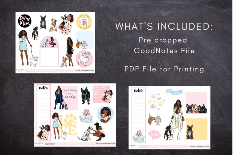dog-mom-dark-skin-stickers-digital-goodnotes-file-and-printable-pdf