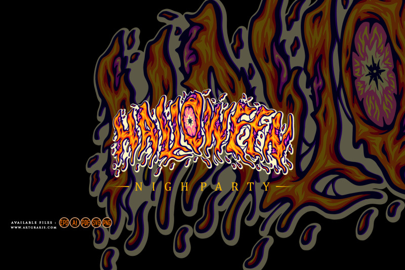 halloween-lettering-word-rotten-zombie-letter-illustrations