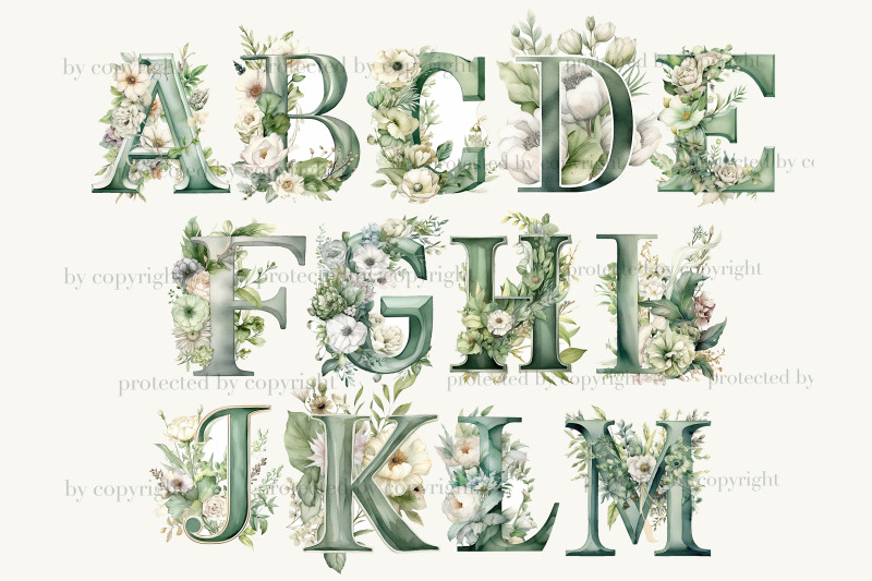 greenery-alphabet-lettering-clipart-bundle