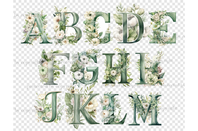 greenery-alphabet-lettering-clipart-bundle