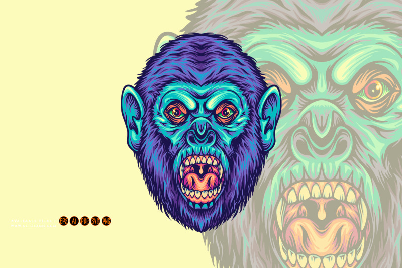 mad-gorilla-head-jungle-king-cartoon-illustrations