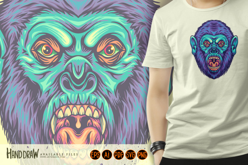 mad-gorilla-head-jungle-king-cartoon-illustrations