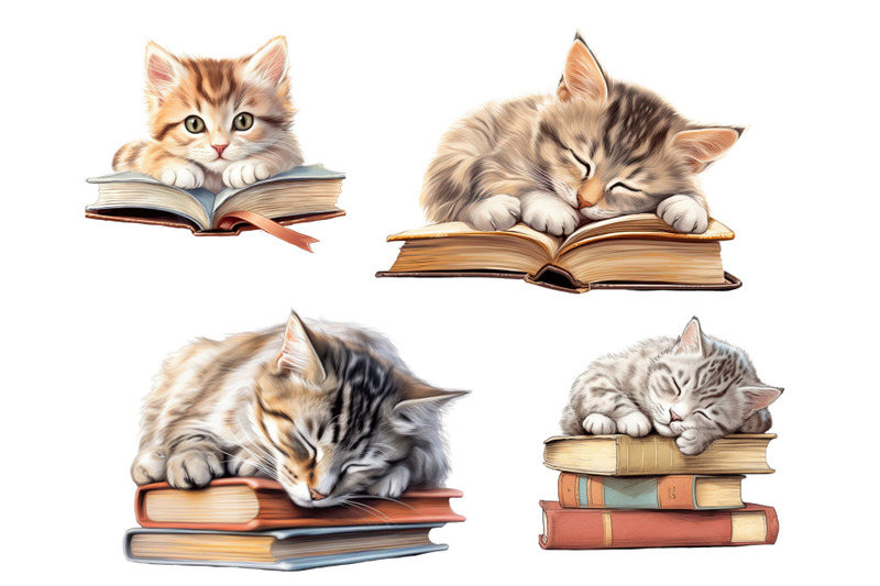 cute-cats-clipart-with-books-12-png-files