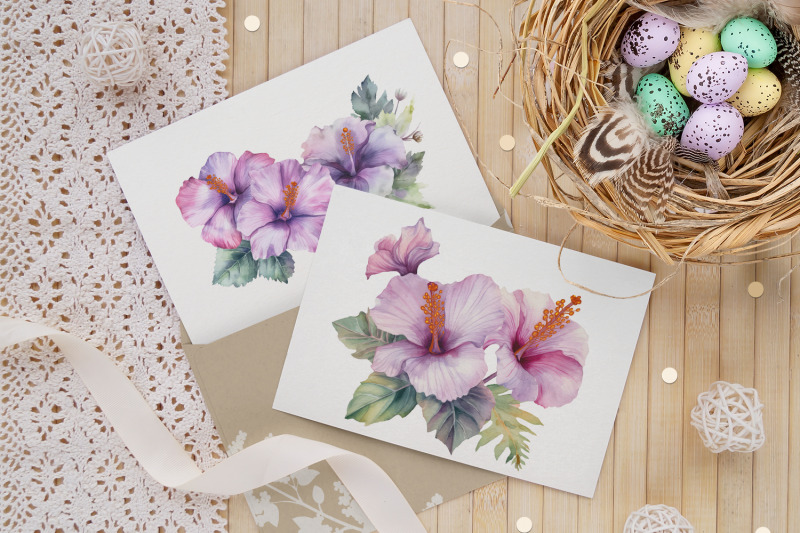 hibiscus-watercolor-clipart-collection-bundle