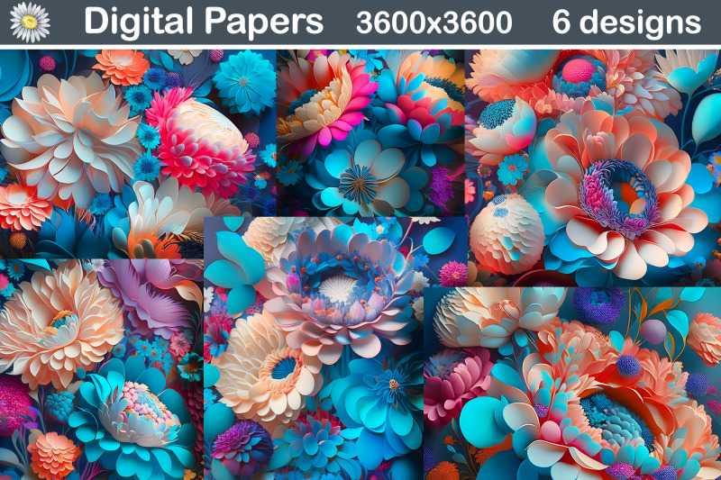 nbsp-digital-paper-3d-flowers-3d-blue-flowers-background