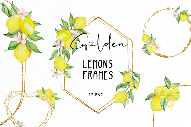 lemons-golden-frames-clipart