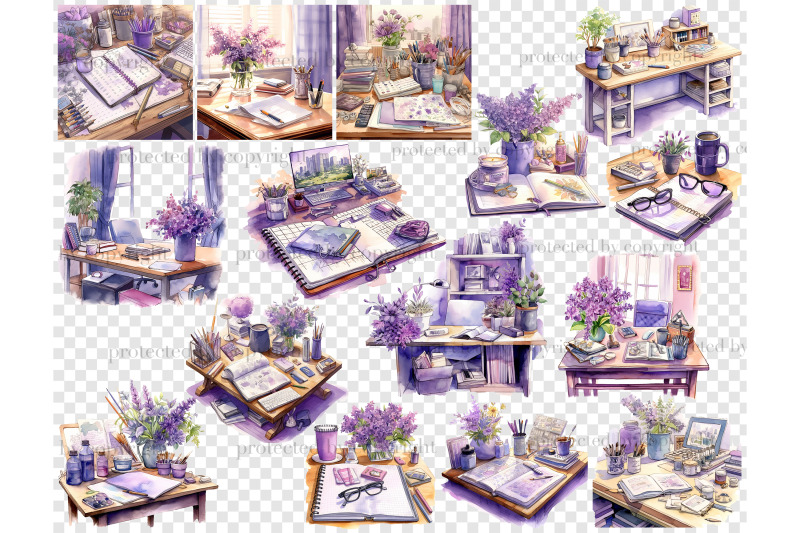 planner-girl-clipart-bundle-lilac-illustrations-png