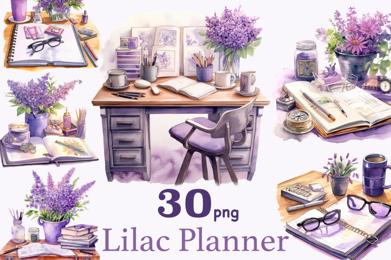 planner-girl-clipart-bundle-lilac-illustrations-png