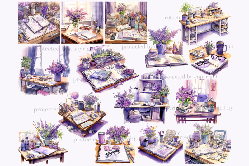 planner-girl-clipart-bundle-lilac-illustrations-png