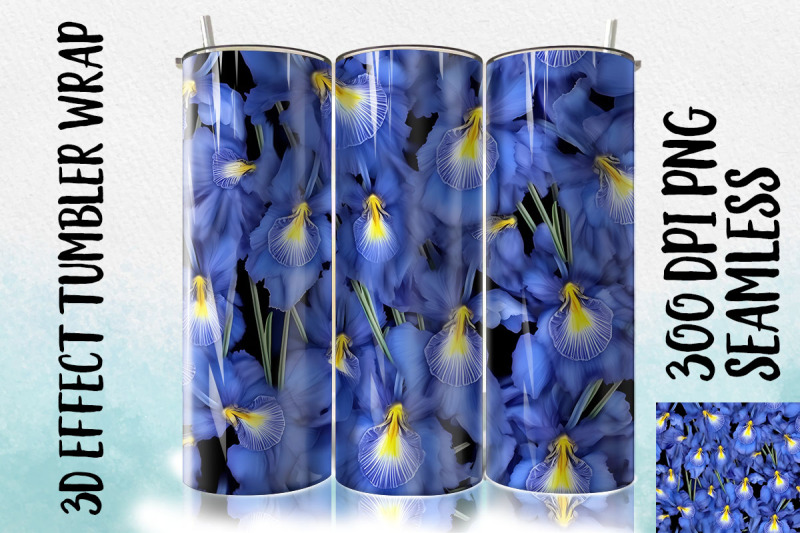 3d-blue-japanese-iris-tumbler-wrap