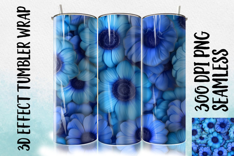 3d-blue-anemone-tumbler-wrap