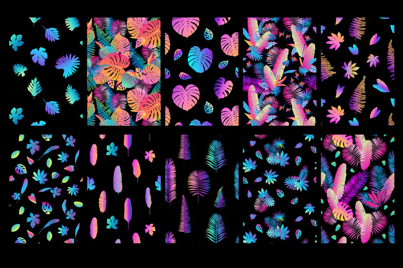 neon-tropical-leaves-vector