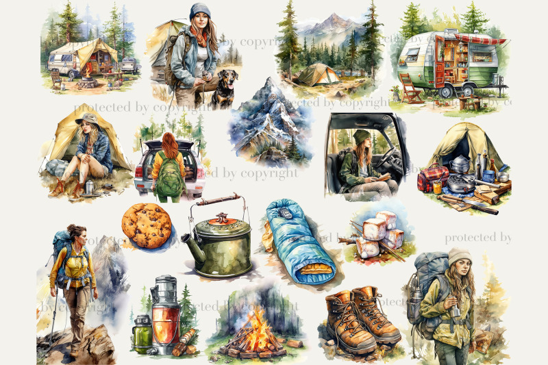 camping-clipart-png-bundle-hiking-landscape