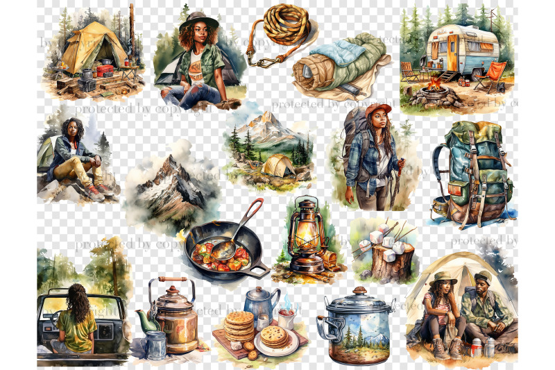 camping-clip-art-tourist-illustration-bundle