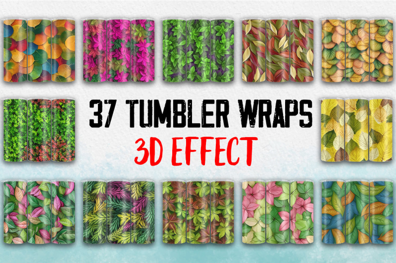 3d-colorful-leaves-tumbler-wrap