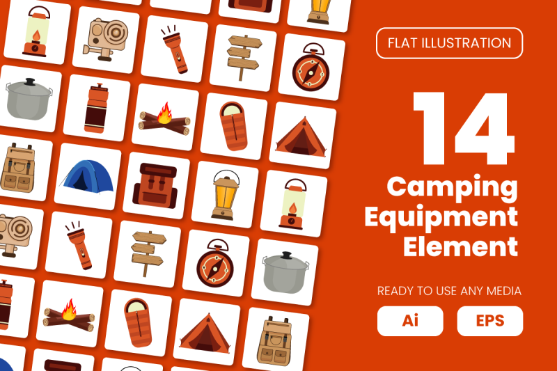 collection-of-camping-equipment-element-in-flat-illustration
