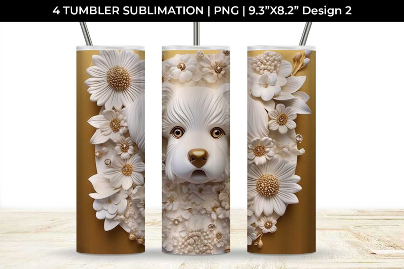 3d-white-floral-maltese-dog-tumbler-wrap-20-oz-sublimation-png-bundle