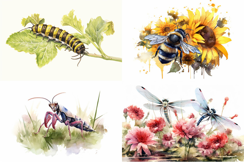 spring-bugs-watercolor-collection