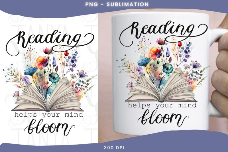 reading-helps-your-mind-bloom-png-for-sublimation-instant-download