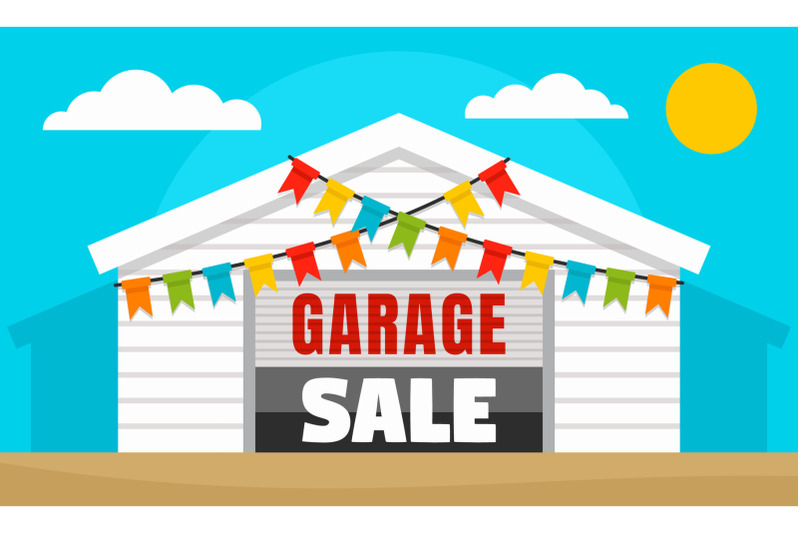 home-garage-sale-concept-banner-flat-style