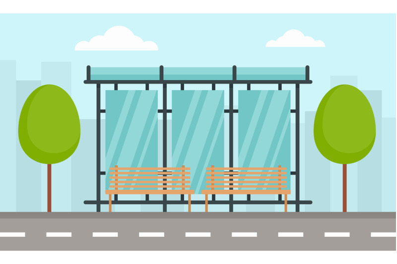 urban-bus-station-concept-banner-flat-style