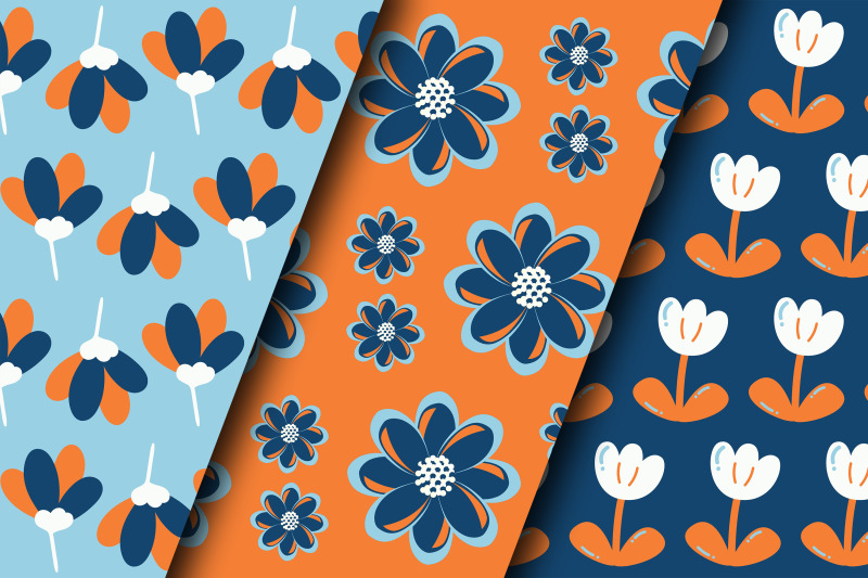 orange-and-blue-cute-flowers-seamless-pattern-digital-papers