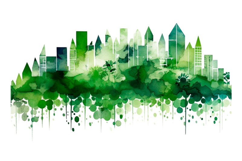 watercolor-green-city-clipart