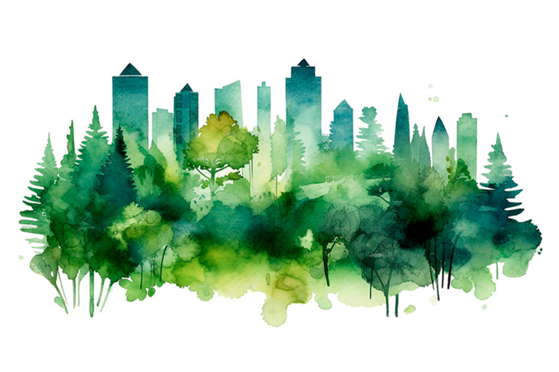 watercolor-green-city-clipart