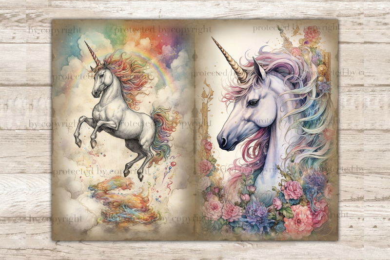 unicorn-junk-journal-kit-printable-scrapbook-paper-bundle