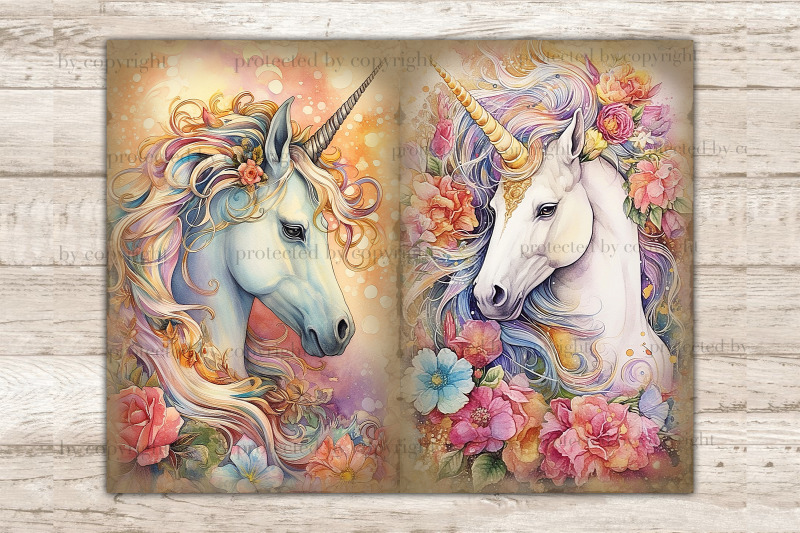 unicorn-junk-journal-kit-printable-scrapbook-paper-bundle