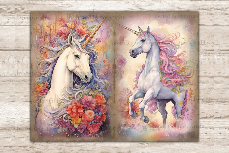 unicorn-junk-journal-kit-printable-scrapbook-paper-bundle