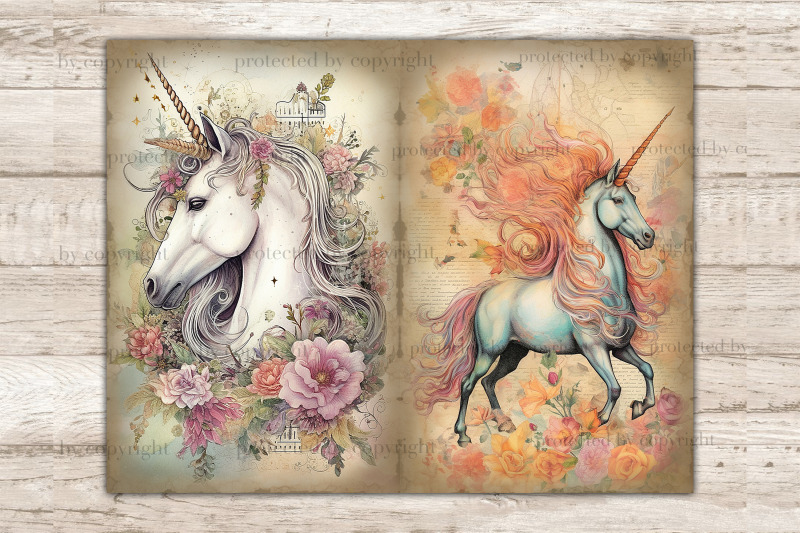 unicorn-junk-journal-kit-printable-scrapbook-paper-bundle